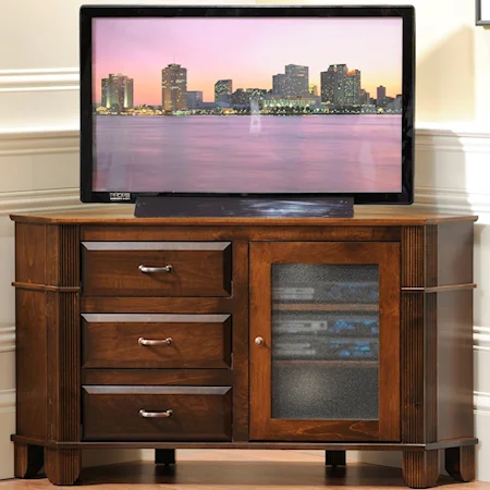 52" Corner TV Stand with Frosted Glass Door